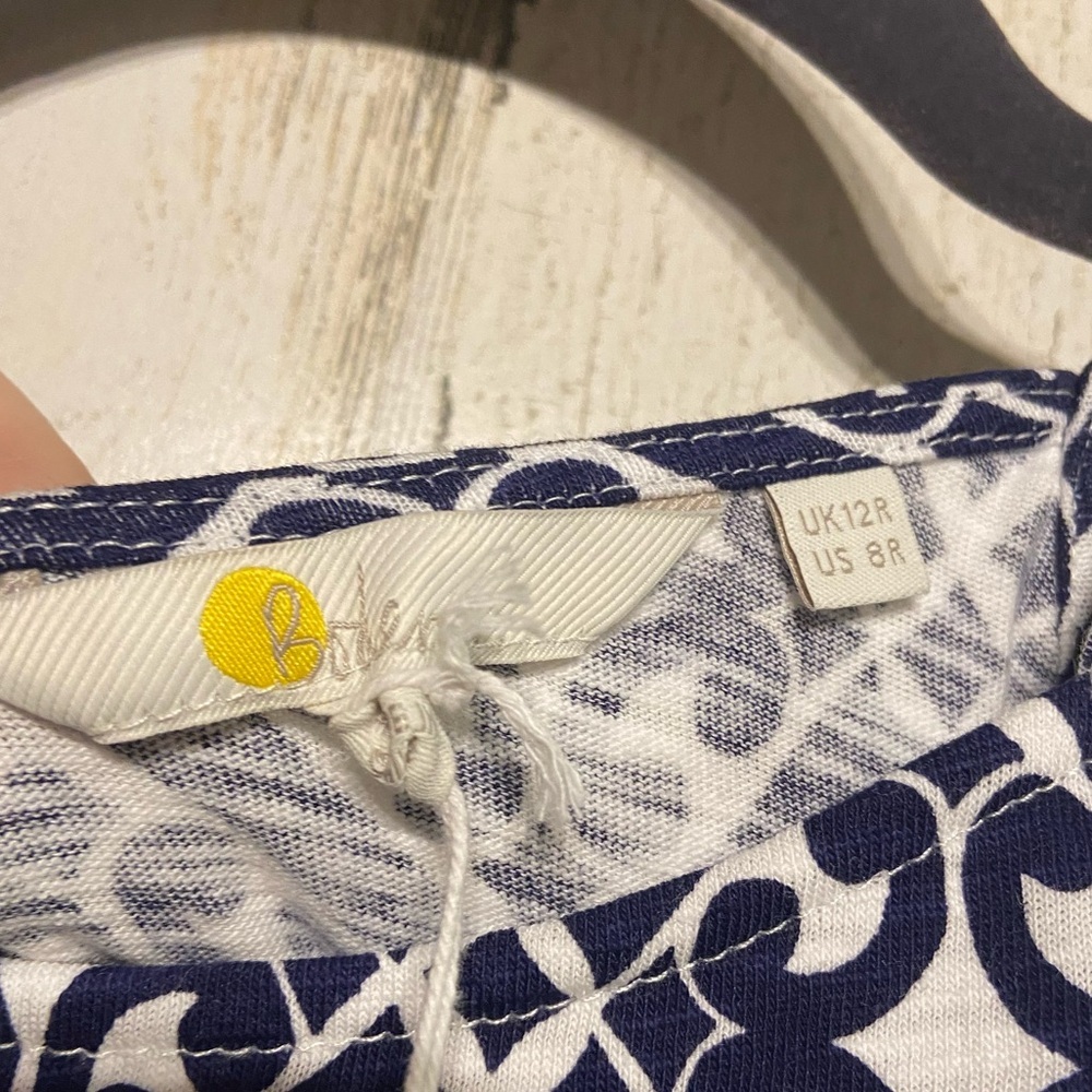 NWT Boden Blue White Racer Neck Jersey Mini Dress 8 - Picture 7 of 11